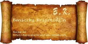 Beniczky Krisztián névjegykártya